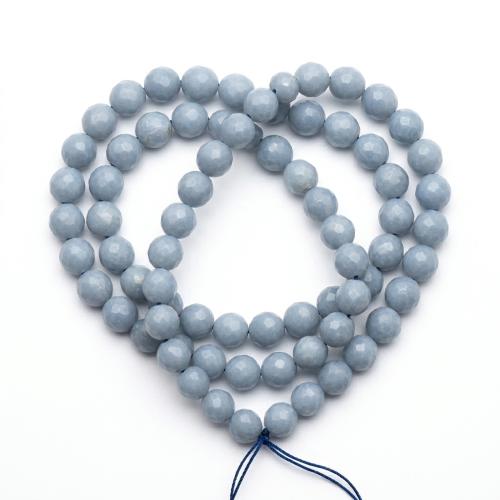 Gemstone Jewelry Beads, Angelite, Round, polished, DIY & faceted, blue, 6-7mm, Sold By Strand