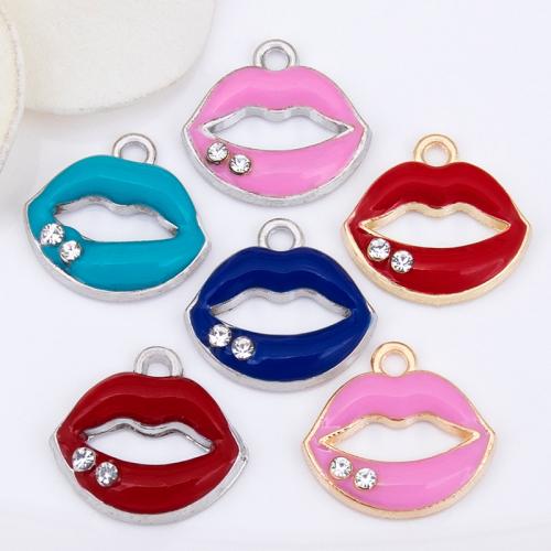 Цинкового сплава Эмаль Кулоны, цинковый сплав, Помада, Другое покрытие, DIY & эмаль & со стразами, Много цветов для выбора, 16x15mm, продается PC