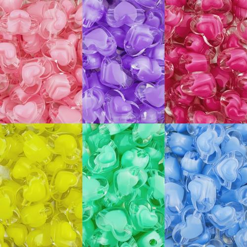 Bead in Bead Acrylic Beads, Heart, DIY, more colors for choice, 17x10mm, Hole:Approx 2.8mm, 20PCs/Bag, Sold By Bag