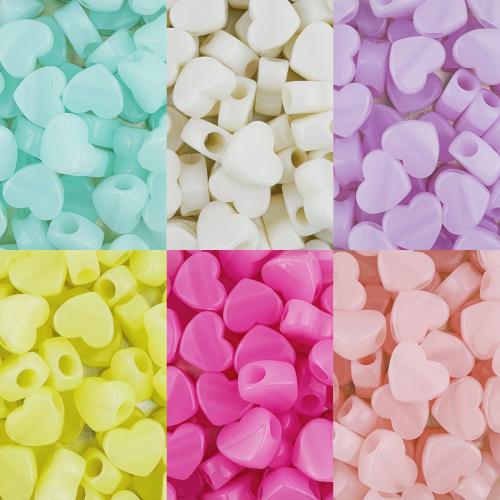 Jelly Style Acrylic Beads, Heart, Transverse holes & DIY, more colors for choice, 14x7mm, 30PCs/Bag, Sold By Bag