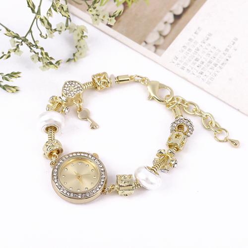 Tibetan Style Watch Bracelet, with Glass & 304 Stainless Steel, plated, for woman & with rhinestone, more colors for choice, watch size 225x3mm, watch dial  size 26x8mm, Sold By PC