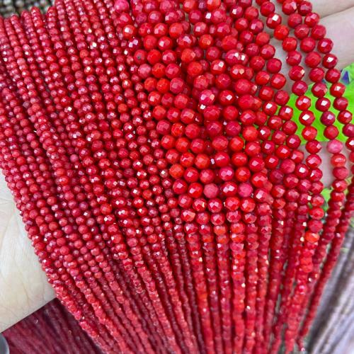Sea Bamboo Coral Beads, Round, polished, DIY & different size for choice & faceted, red, Sold Per Approx 38 cm Strand