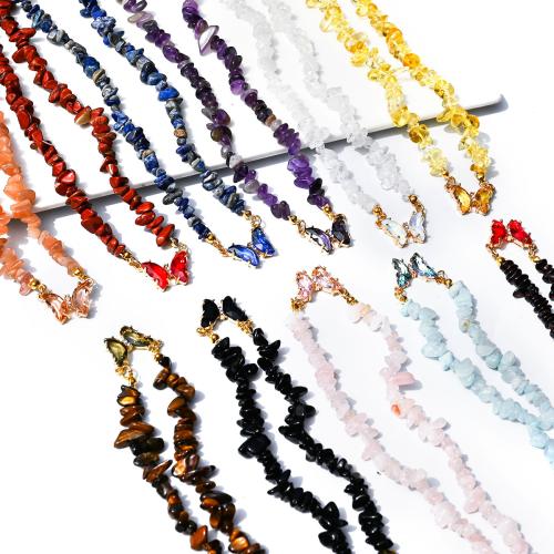 Gemstone Necklace, with Tibetan Style, with 5cm extender chain, Butterfly, different materials for choice & for woman, Length:Approx 45 cm, Sold By PC