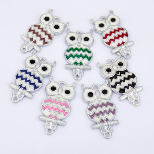 Tier Zinklegierung Schmuckverbinder, Eule, plattiert, DIY & Emaille & 1/1-Schleife, keine, 17x33mm, verkauft von PC