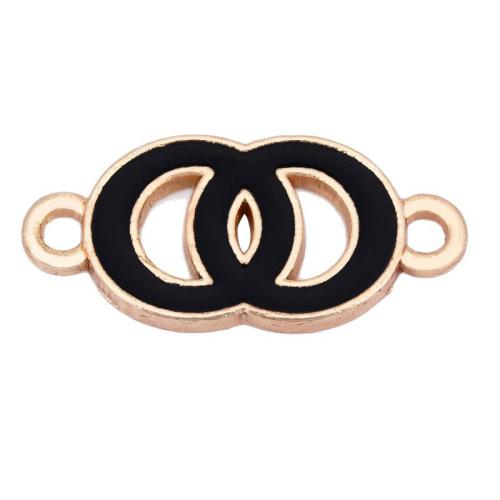 Zinklegierung Schmuckverbinder, goldfarben plattiert, DIY & Emaille & 1/1-Schleife, schwarz, 21x10mm, verkauft von PC