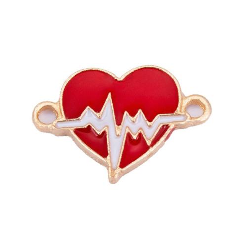 Herz Zinklegierung Schmuckverbinder, plattiert, DIY & Emaille & 1/1-Schleife, rot, 21x14mm, verkauft von PC