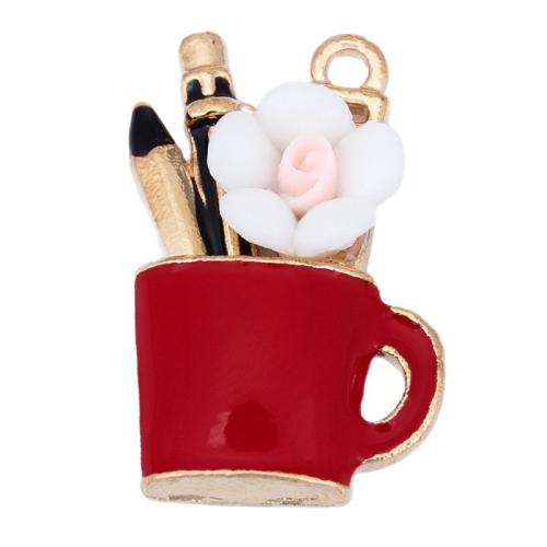 Zink-Legierung-Emaille-Anhänger, Zinklegierung, plattiert, DIY, rot, 15x24mm, verkauft von PC