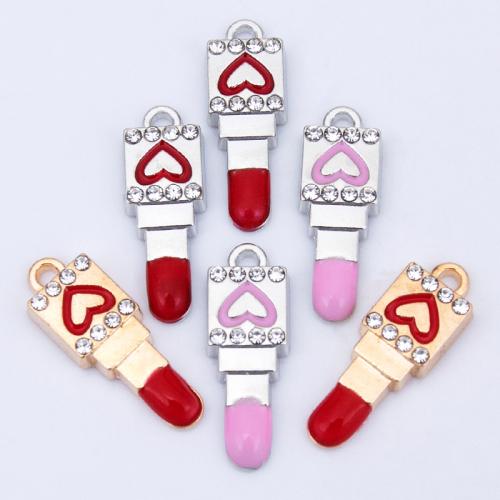 Zink-Legierung-Emaille-Anhänger, Zinklegierung, Lippenstift, plattiert, DIY & mit Strass, keine, 8x23mm, verkauft von PC