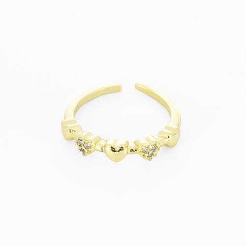 Brass Cuff Finger Ring, gold color plated, micro pave cubic zirconia & for woman, Sold By PC
