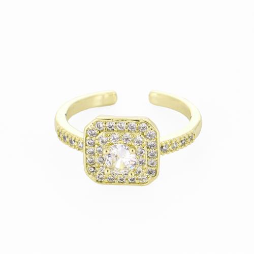 Brass Cuff Finger Ring, Geometrical Pattern, gold color plated, micro pave cubic zirconia & for woman, Sold By PC