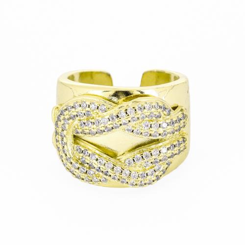 Brass Cuff Finger Ring, gold color plated, micro pave cubic zirconia & for woman, Sold By PC