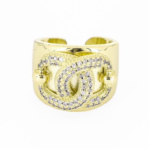 Brass Cuff Finger Ring, gold color plated, micro pave cubic zirconia & for woman, Sold By PC