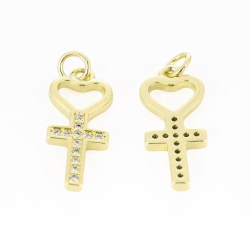 Cubic Zirconia Micro Pave Brass Pendant, gold color plated, DIY & micro pave cubic zirconia & hollow, Sold By PC