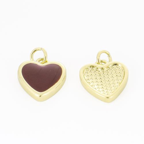 Brass Heart Pendants, gold color plated, DIY & enamel, Sold By PC