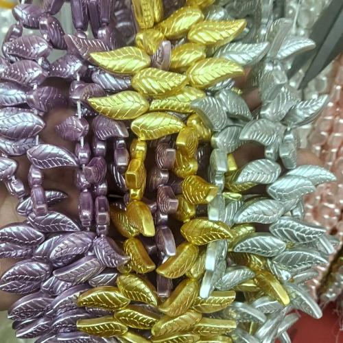 Südsee Muschelperlen, Muschelkern, Blatt, DIY, keine, beads size  8*17-18mm, ca. 50PCs/Strang, verkauft von Strang