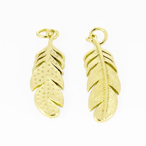 Brass Jewelry Pendants, Leaf, gold color plated, DIY, 30x8x2mm, Sold By PC