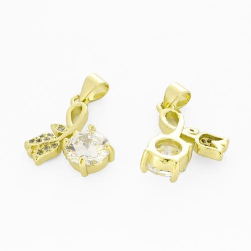 Cubique Pendentif en laiton zircon pavent, Placage de couleur d'or, DIY & pavé de micro zircon, 22x17x5mm, Vendu par PC
