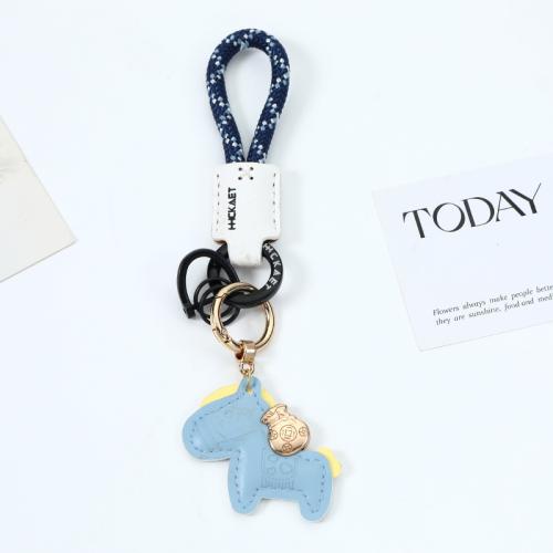PU Leather Key Clasp, with Tibetan Style, Horse, Unisex & different styles for choice, Sold By PC