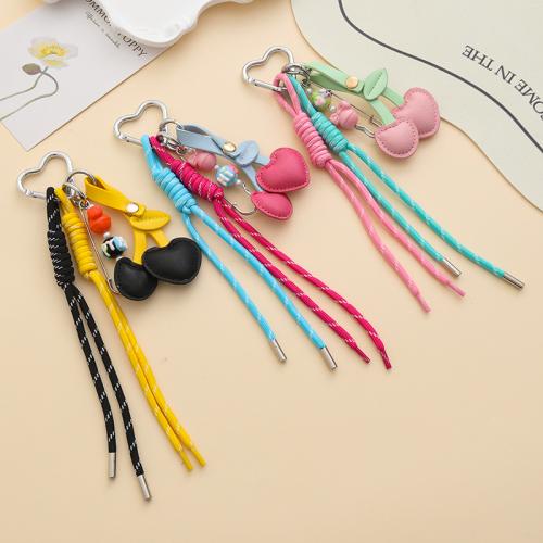 PU Leather Key Clasp, with Polyester & Tibetan Style, vintage & Unisex, more colors for choice, 240mm, Sold By PC