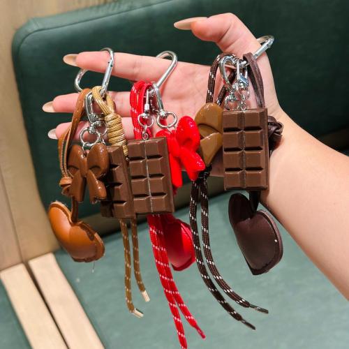 PU Leather Key Clasp, with Polyester & Tibetan Style, Heart, cute & Unisex, more colors for choice, 250mm, Sold By PC