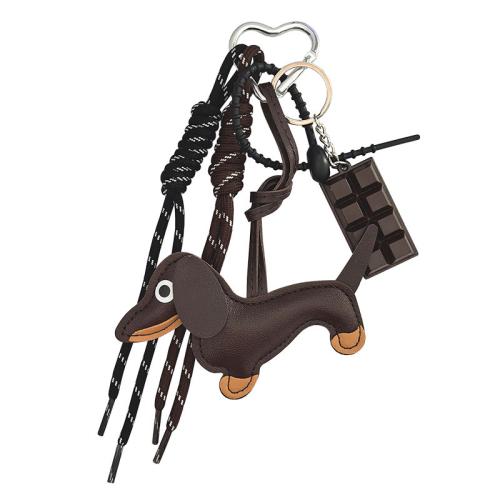 PU Leather Key Clasp, with Polyester & Tibetan Style, Dog, cute & Unisex, more colors for choice, 250mm, Sold By PC