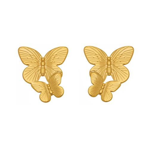 Pendientes de Acero Inoxidable, Mariposa, chapado en color dorado, para mujer, 31x37mm, Vendido por Par