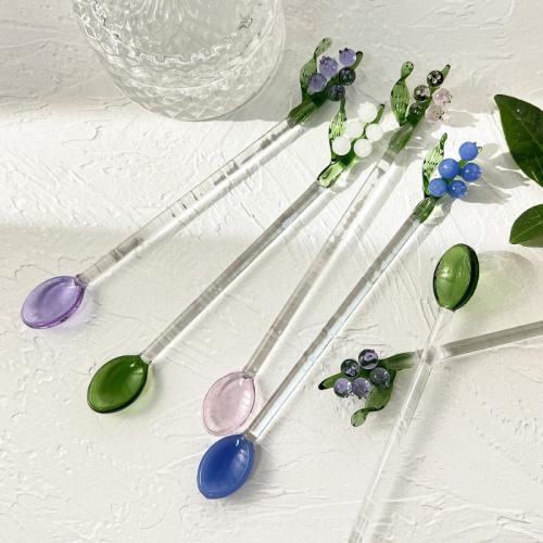 Glass Stirring Rod, Flower, transparent, more colors for choice, 182x20mm, Sold By PC