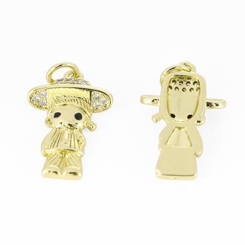 Cubic Zirconia Micro Pave Brass Pendant, Character, gold color plated, DIY & micro pave cubic zirconia, Sold By PC