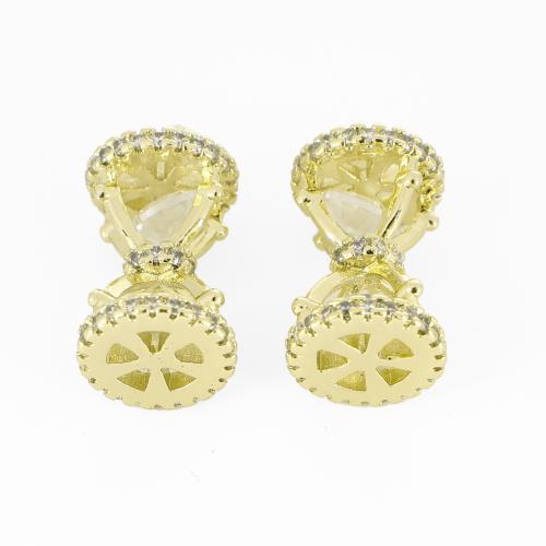 Cubic Zirconia Micro Pave Brass Pendant, Sandglass, gold color plated, DIY & micro pave cubic zirconia, 23x10x10mm, Sold By PC