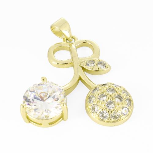 Cubic Zirconia Micro Pave Brass Pendant, gold color plated, DIY & micro pave cubic zirconia, 32x26x7mm, Sold By PC