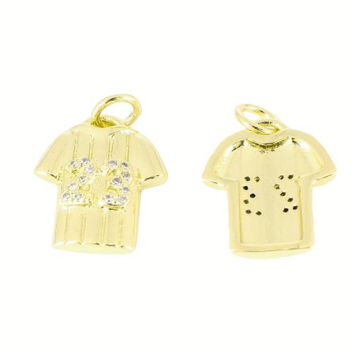 Cubic Zirconia Micro Pave Brass Pendant, Garment, gold color plated, DIY & micro pave cubic zirconia, 18x14x3mm, Sold By PC