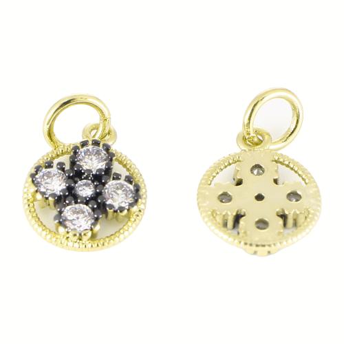 Cubic Zirconia Micro Pave Brass Pendant, Flower, gold color plated, DIY & micro pave cubic zirconia, 14x9x2mm, Sold By PC