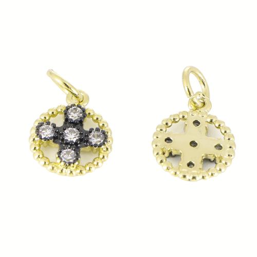 Cubic Zirconia Micro Pave Brass Pendant, gold color plated, DIY & micro pave cubic zirconia, 15x10x2mm, Sold By PC