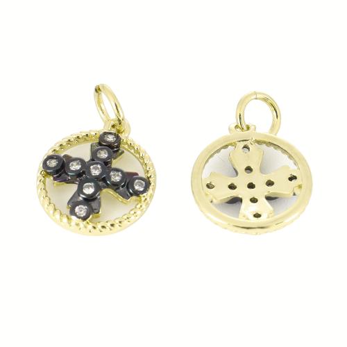 Cubic Zirconia Micro Pave Brass Pendant, plated, DIY & micro pave cubic zirconia, 17x12x3mm, Sold By PC