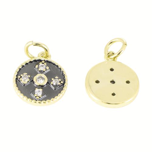 Cubic Zirconia Micro Pave Brass Pendant, Flat Round, plated, DIY & micro pave cubic zirconia, 16x11x1.50mm, Sold By PC