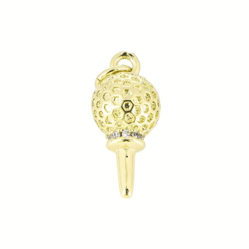 Cubic Zirconia Micro Pave Brass Pendant, gold color plated, DIY & micro pave cubic zirconia, 22x8x8mm, Sold By PC