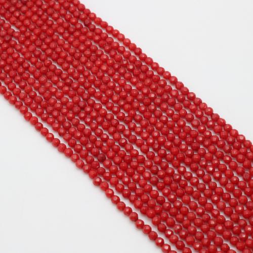 Sea Bamboo Coral Beads, Round, polished, DIY & faceted, red, 3mm, Sold Per Approx 38 cm Strand