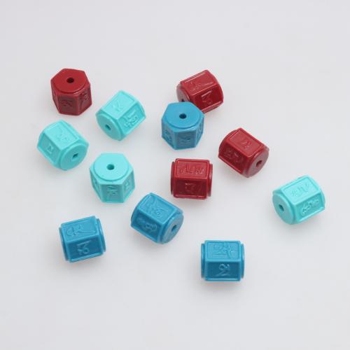 Resin Jewelry Beads, Geometrical Pattern, injection moulding, DIY, more colors for choice, 11x11.60mm, 100PCs/Bag, Sold By Bag