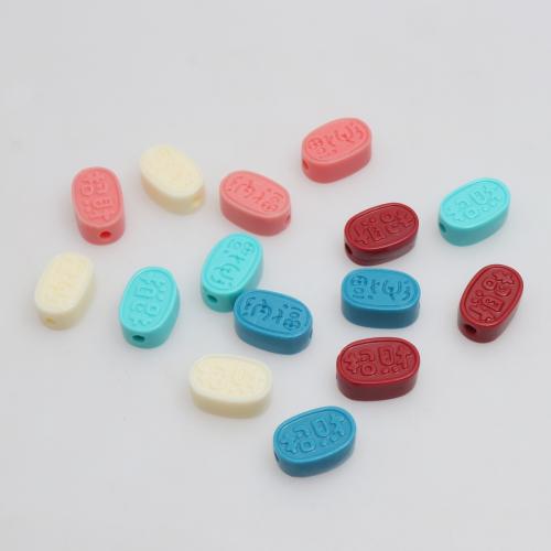 Resin Jewelry Beads, injection moulding, DIY & with letter pattern, more colors for choice, 9x14mm, 100PCs/Bag, Sold By Bag