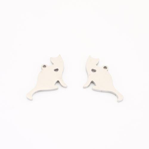 Acier inoxydable animaux Pendentifs, Acier inoxydable 304, chat, DIY, couleur originale, 23x14x2mm, Vendu par PC