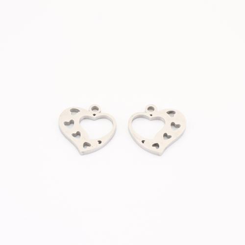 Acier inoxydable Coeur Pendentifs, Acier inoxydable 304, DIY & creux, couleur originale, 15x14x1mm, Vendu par PC