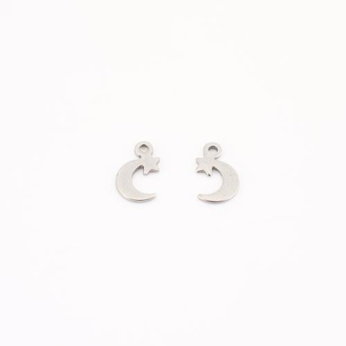 Bijoux pendentifs en acier inoxydable , Acier inoxydable 304, Lune et Etoile, DIY, couleur originale, 11x7x1mm, Vendu par PC