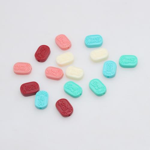 Resin Jewelry Beads, DIY & with letter pattern, more colors for choice, 8x11mm, 100PCs/Bag, Sold By Bag