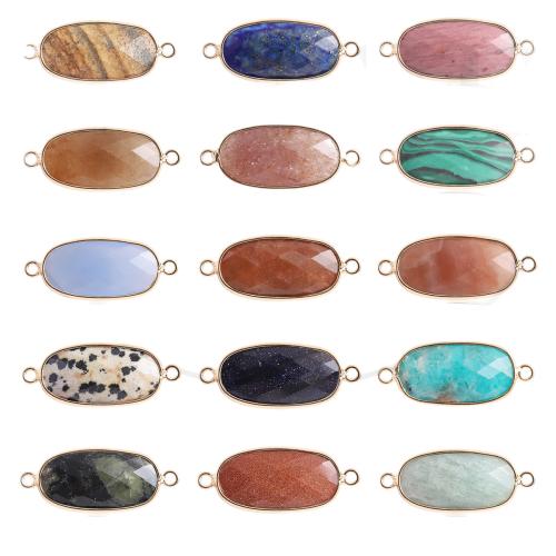 Gemstone Connector, with Tibetan Style, Oval, polished, DIY & different materials for choice & faceted, 20x10x6mm, Sold By PC