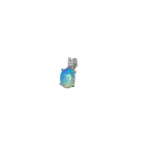 925 Sterling Silver Pendant, with Opal, DIY, pendant size 6.3x14.5mm, opal size 6x8mm, Sold By PC