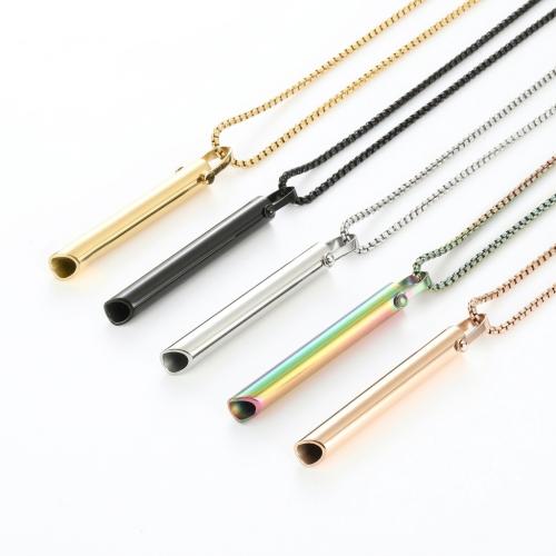 304 Stainless Steel Necklace, plated, Unisex & different styles for choice, pendant size 8*60mm, Length:Approx 60 cm, Sold By PC