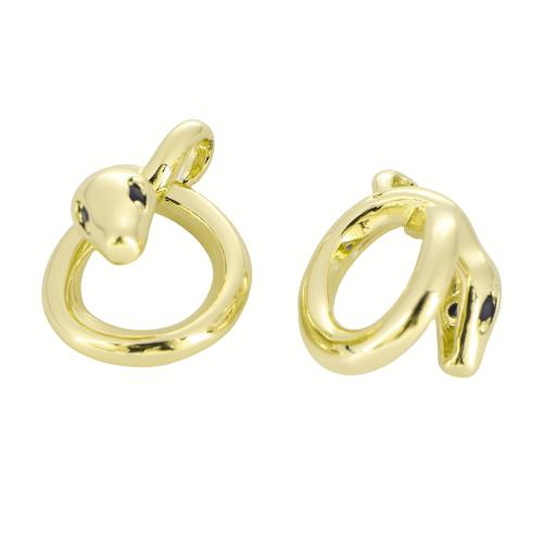 Cubic Zirconia Micro Pave Brass Pendant, Snake, gold color plated, DIY & micro pave cubic zirconia & hollow, 20x14x10mm, Sold By PC