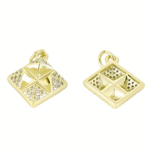 Cubic Zirconia Micro Pave Brass Pendant, Geometrical Pattern, gold color plated, DIY & micro pave cubic zirconia, 20x16x4mm, Sold By PC