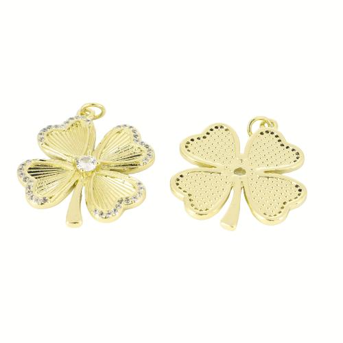 Cubic Zirconia Micro Pave Brass Pendant, Flower, gold color plated, DIY & micro pave cubic zirconia, 32x26x4mm, Sold By PC