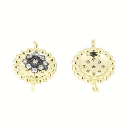 Cubic Zirconia Micro Pave Brass Connector, plated, DIY & micro pave cubic zirconia, 14x10x2mm, Sold By PC
